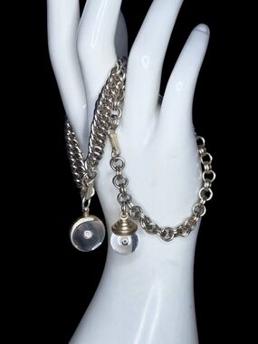Vintage Mid-Century Pair of Mustard Seed Orb Charm Bracelets
